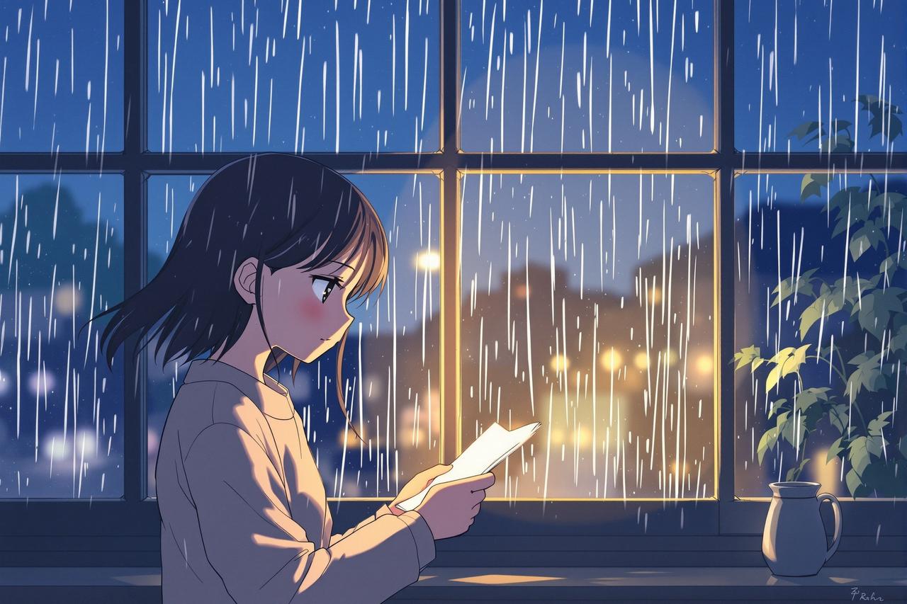 Ai承认短剧 - 雨天的来信 - 深夜疗愈动漫短剧封面